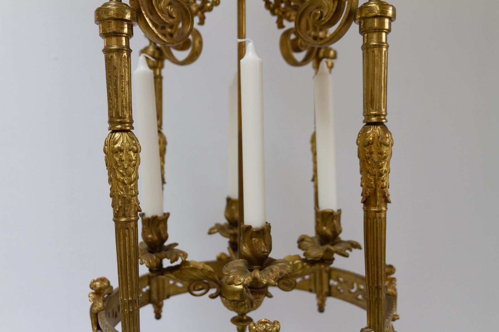 Antique French Napoleon III Gilded Bronze Chandelier, 1850s photo 2125.0