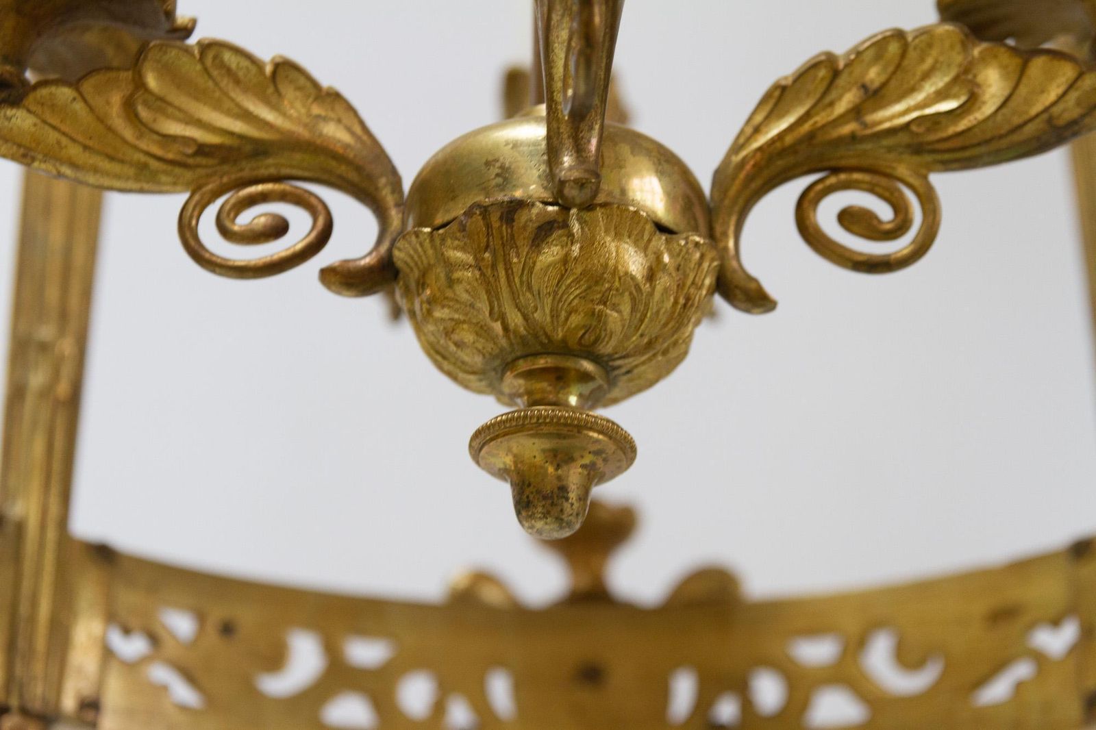 Antique French Napoleon III Gilded Bronze Chandelier, 1850s photo vintage