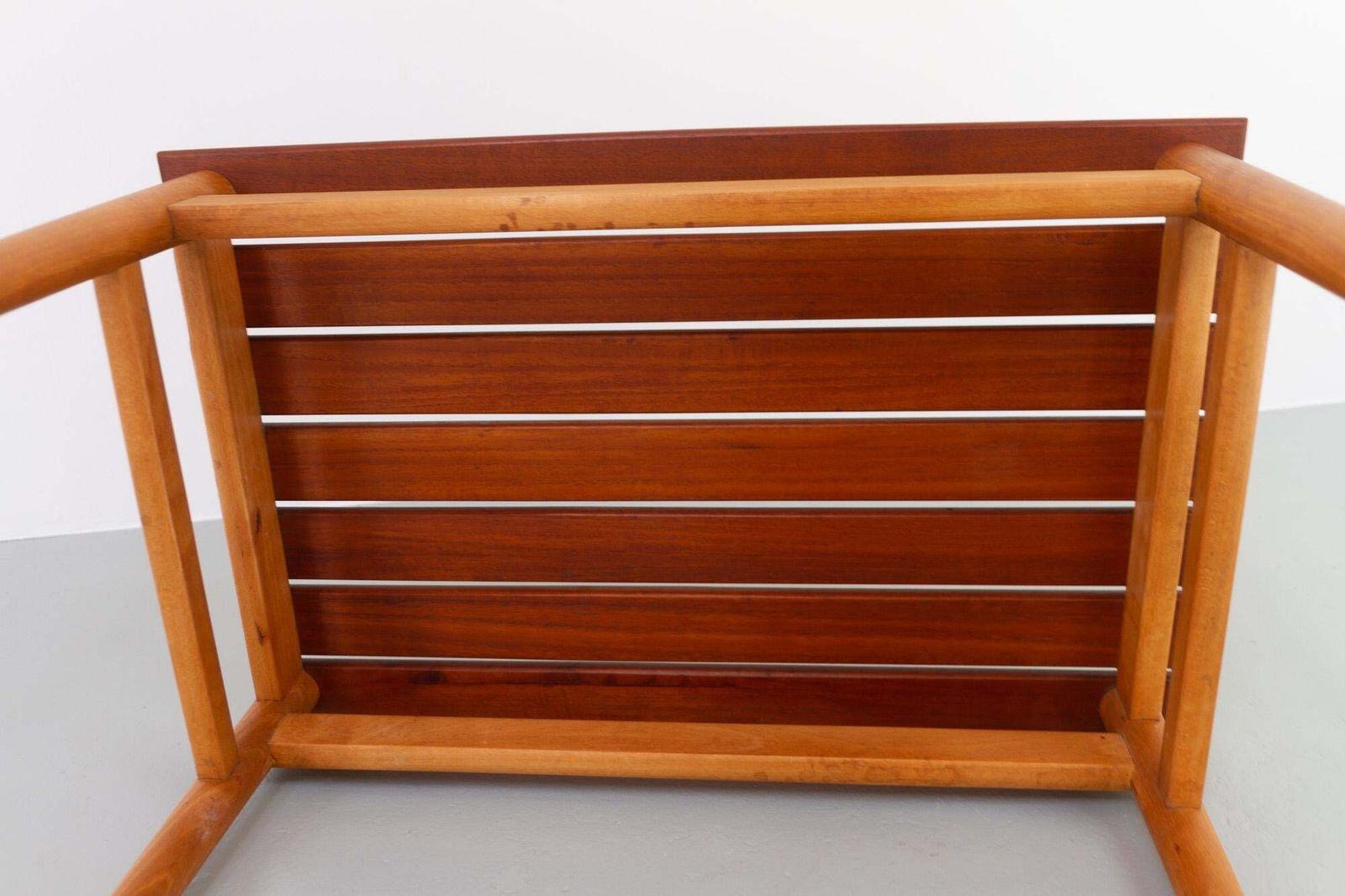 594.0 Danish Modern Teak And Beech Bench, 1950s photo