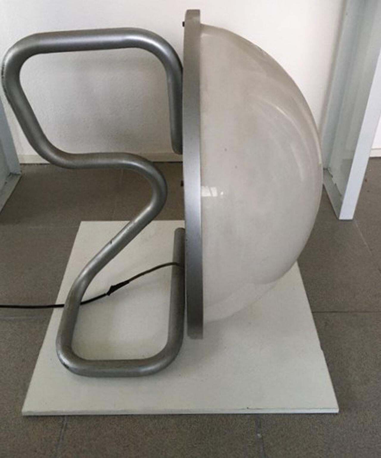 Italy 1970 Scandinavian Modern Floor Lamp Grey Iron Plexiglass By Ingo Maurer photo Lighting
