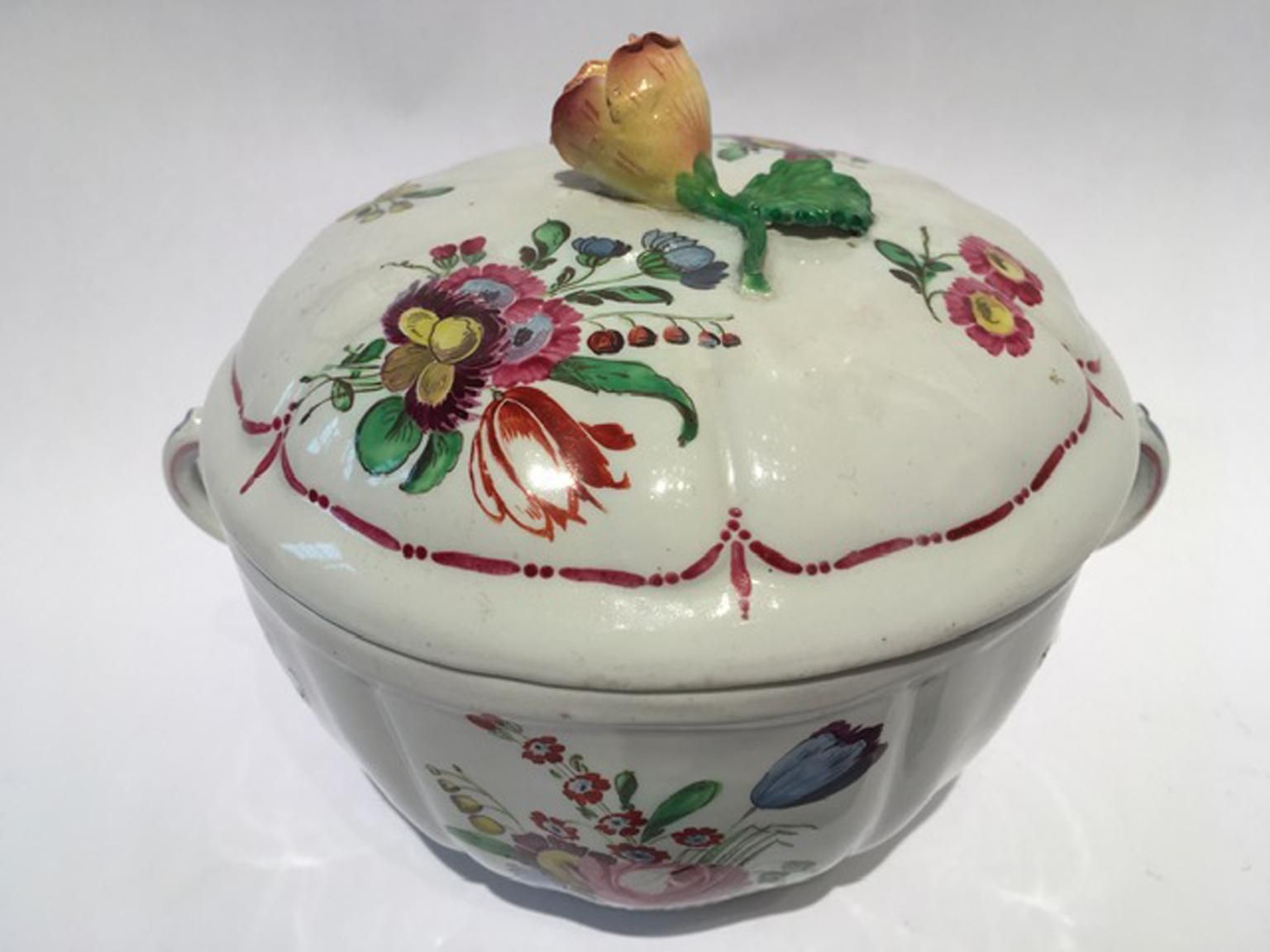 Italy 18th Century Richard Ginori Porcelain Covered Cup Or Sugar Bowl photo Home Decor