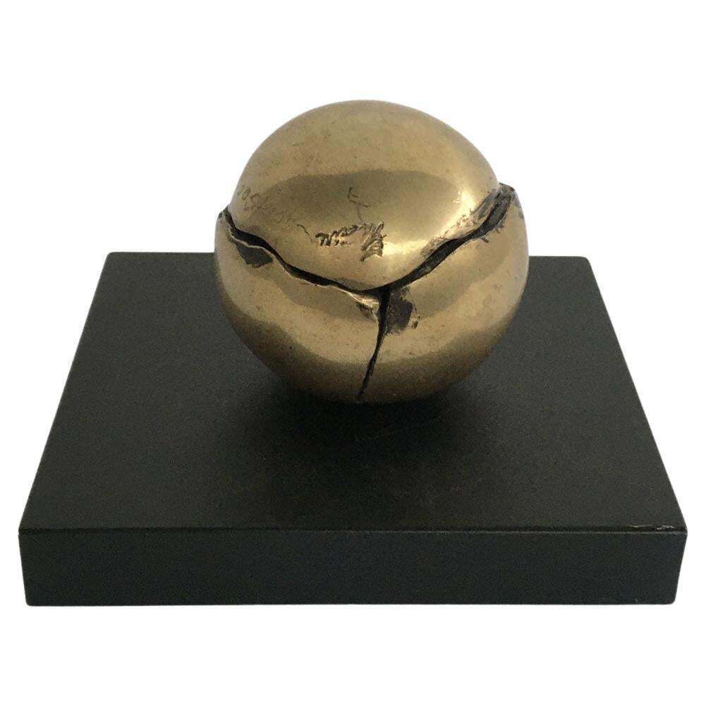 1980 Italy Bronze Abstract Kinetic Sculpture Franco Zazzeri Sfera Stratificata