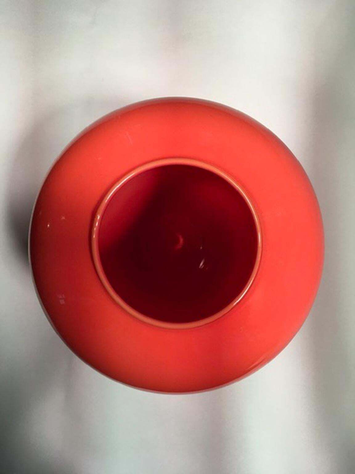 Italy 1990  Post Modern Orange Murano Glass Vase photo furniture