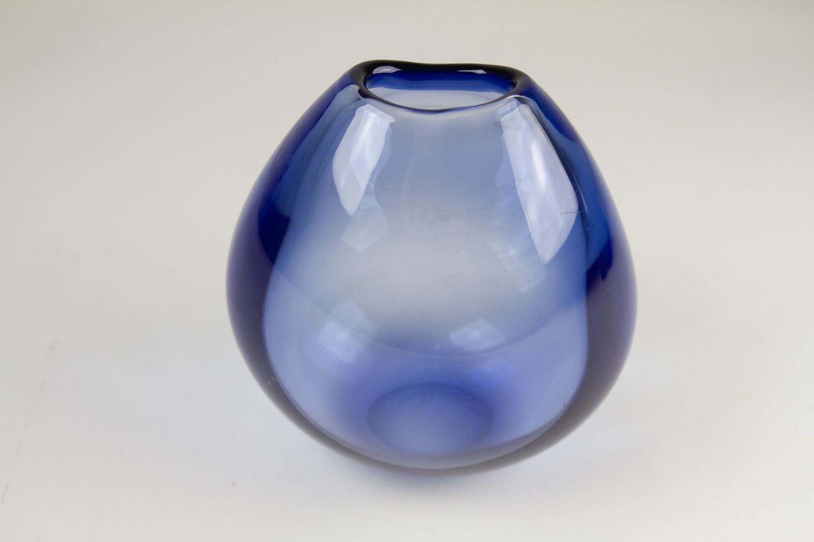 Vintage Danish Glass Vases "Sapphire Blue" By Holmegaard. Set Of 4. photo Home Decor