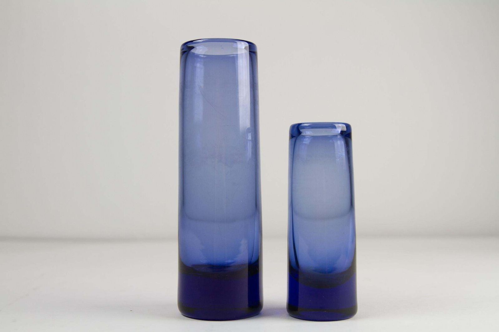 photo furniture Vintage Danish Glass Vases "Sapphire Blue" By Holmegaard. Set Of 4.