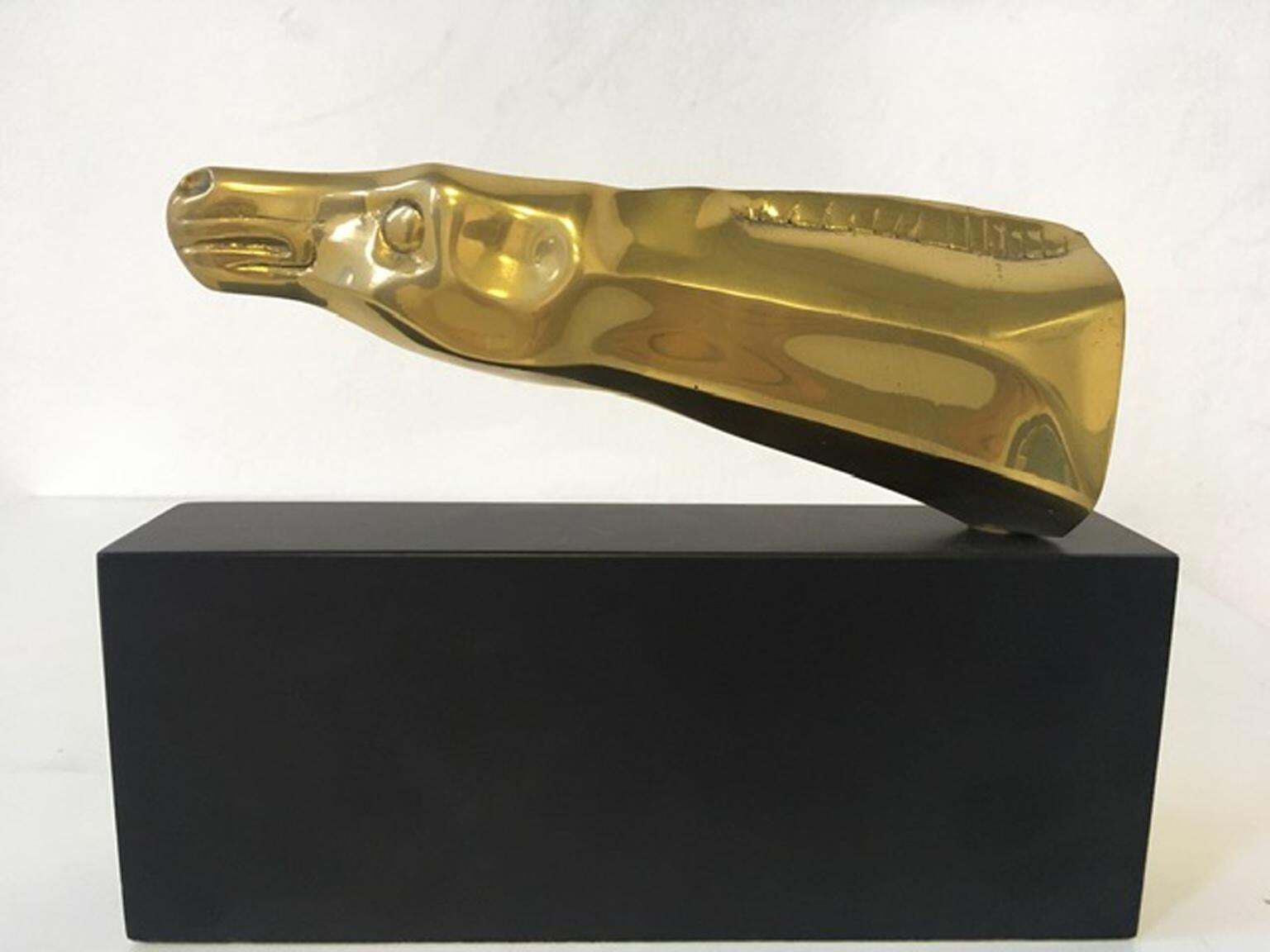 1980 Italy Post Modern Abstract Bronze Sculpture Horse Head photo vintage