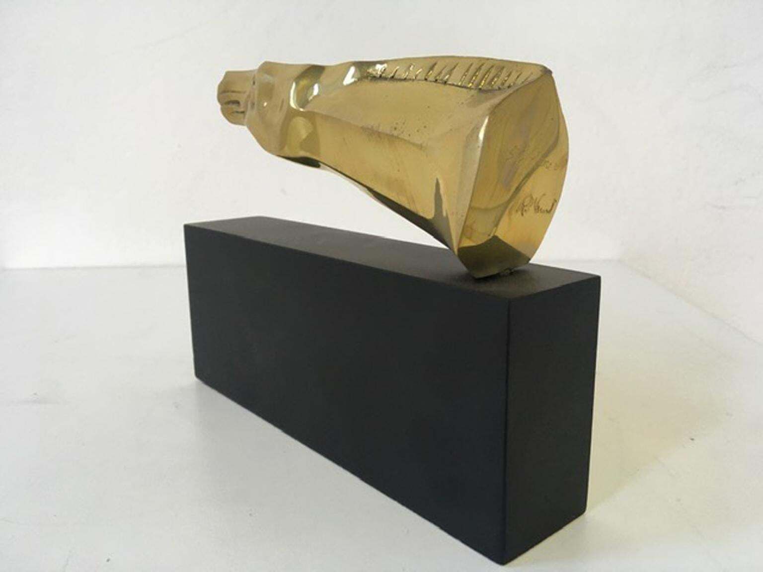 photo buy 1980 Italy Post Modern Abstract Bronze Sculpture Horse Head