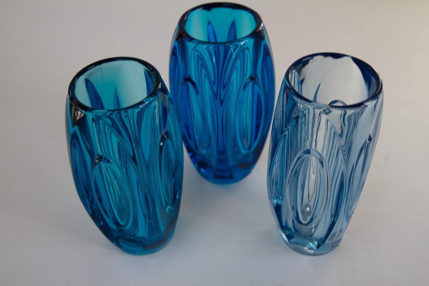 Home Decor Mid Century Glass Vases By Rudolf Schrötter For Sklo Union, 1950s. Set Of 3. photo