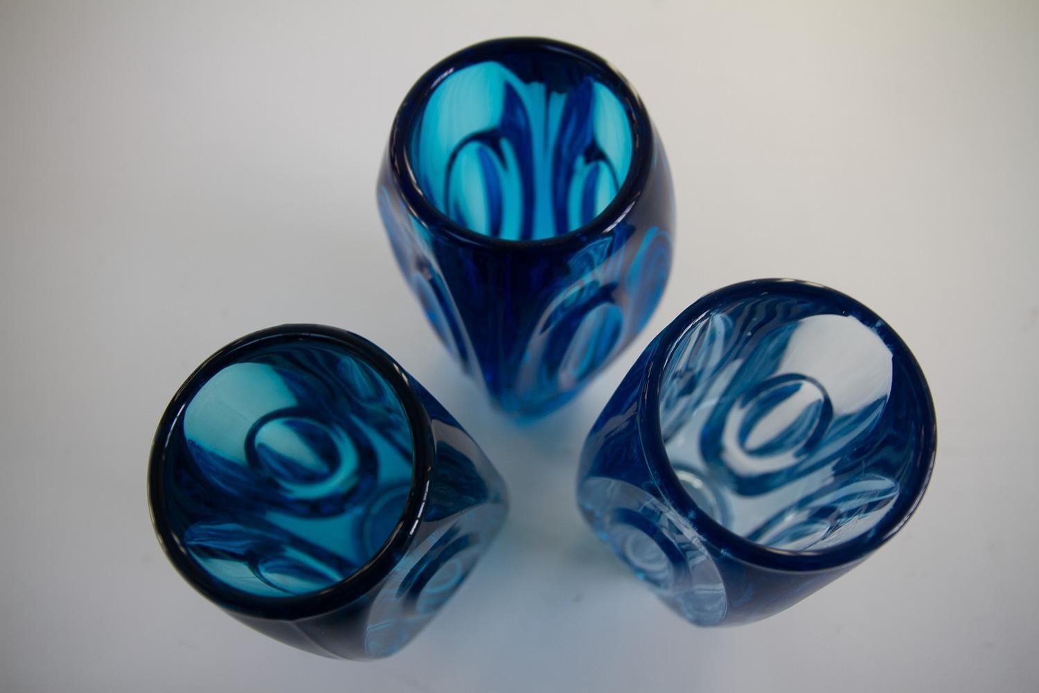 photo vinterior Mid Century Glass Vases By Rudolf Schrötter For Sklo Union, 1950s. Set Of 3.
