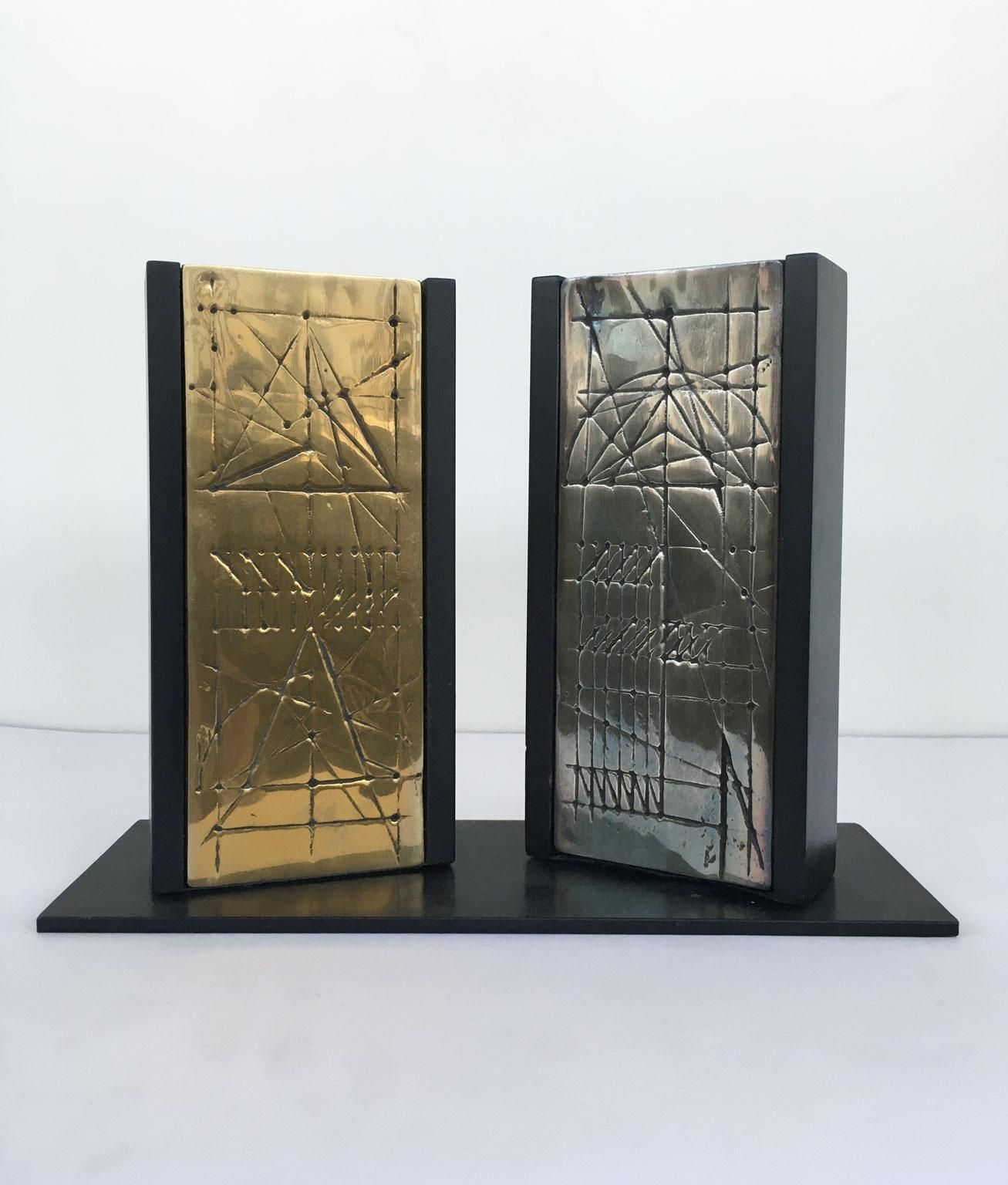 Italy 1980 Bronze Abstract Sculpture Walter Valentini Tavole Panels photo furniture