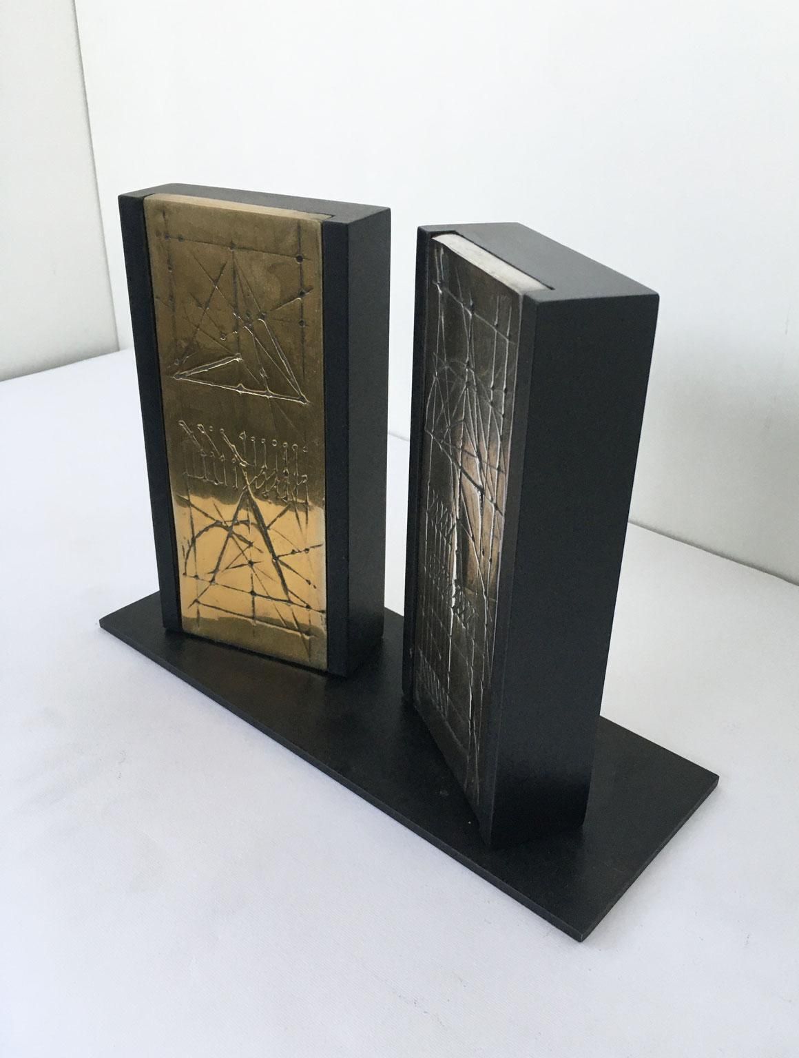 photo furniture Italy 1980 Bronze Abstract Sculpture Walter Valentini Tavole Panels