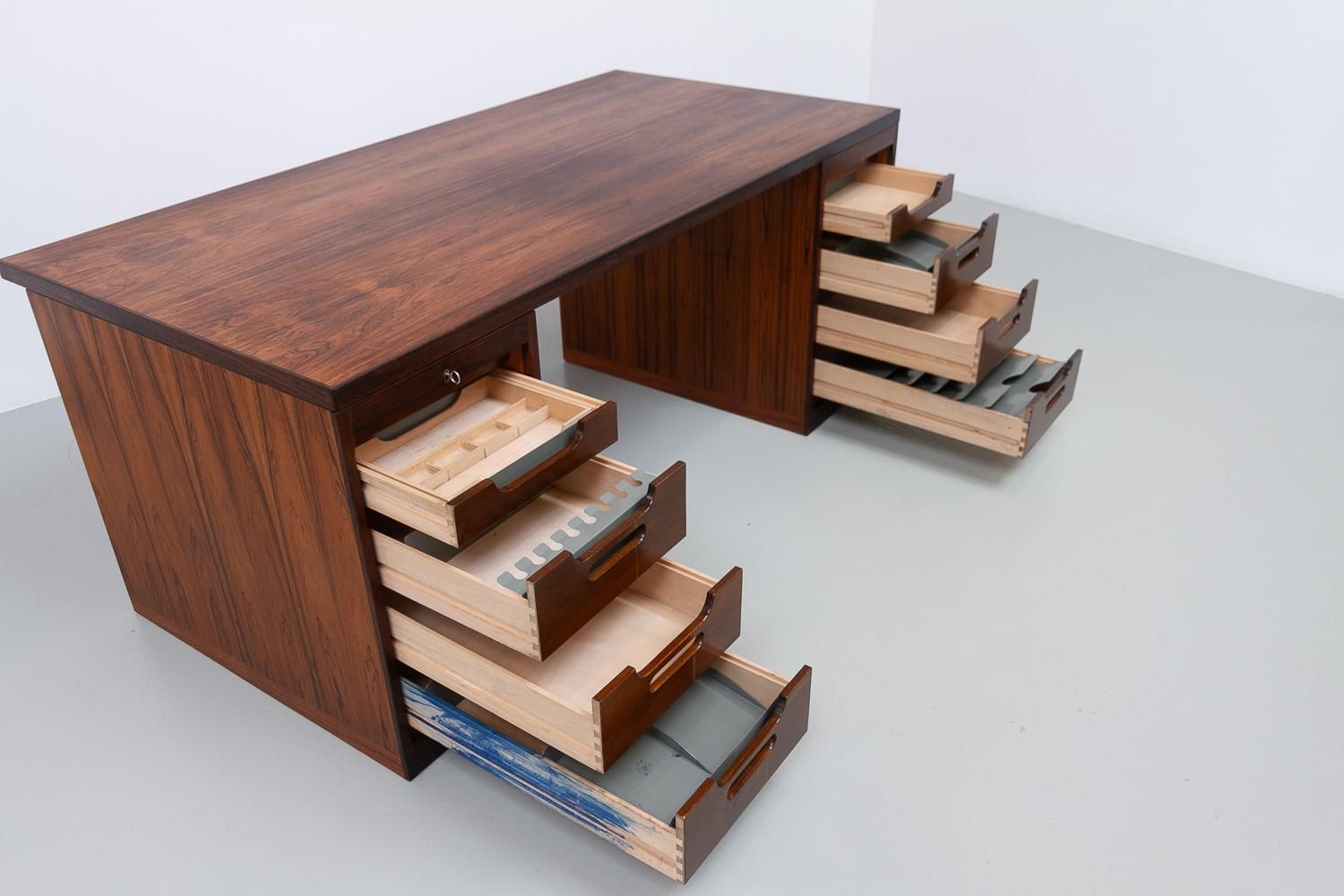Danish Rosewood Desk With Tambour Doors By Hans J. Wegner, 1950s. photo vintage