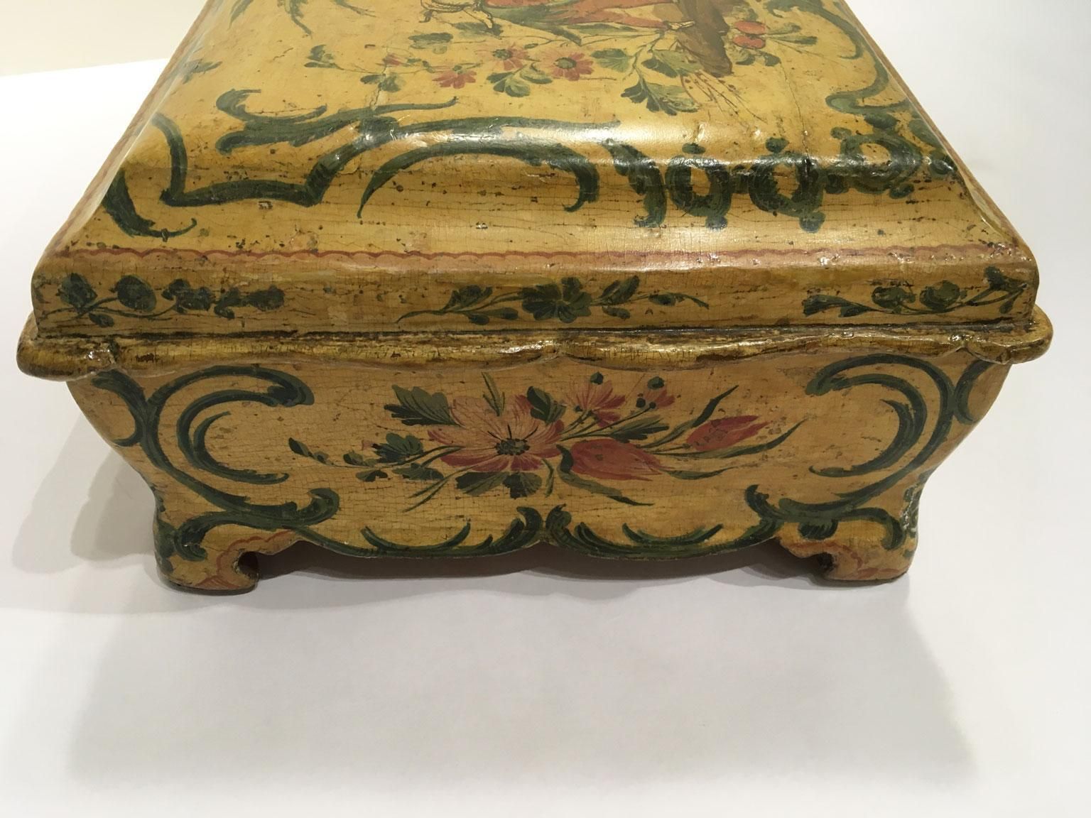 photo furniture 1750 Venezia Italy Rococo Lacquered Wooden Yellow Box And Jewelry Case