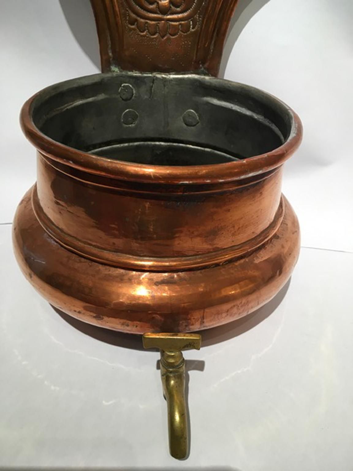Italy 19th Century Kitchen Copper Wall Planter Pot photo buy
