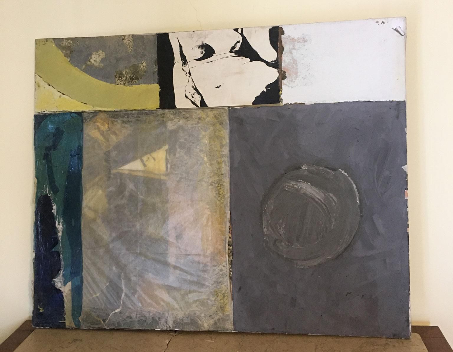 1960 Italy Abstract Painting On Canvas And Mix Media Collage By Ermete Lancini photo furniture