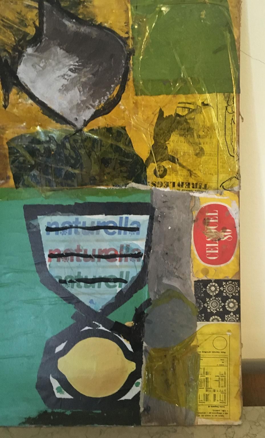 1965 Italy Abstract Painting And Paper Collage By Ermete Lancini photo vinterior
