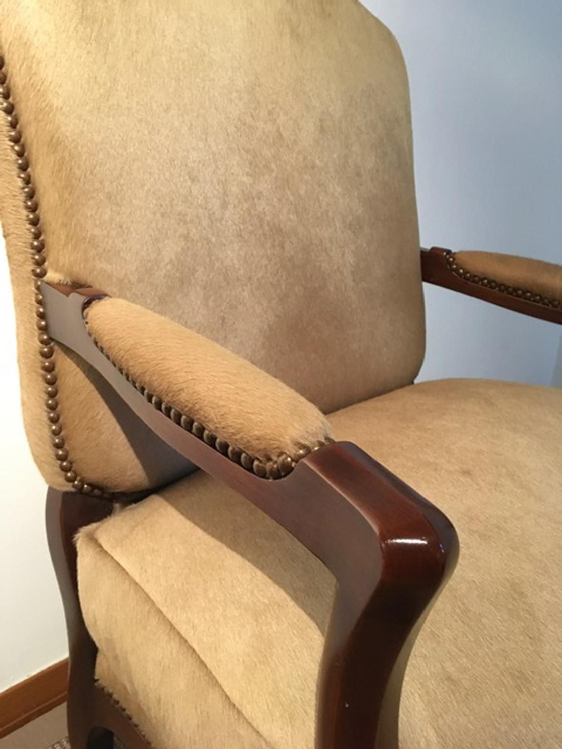 1990 Italy Postmodern Blond Cow Leather Armachair photo Furniture