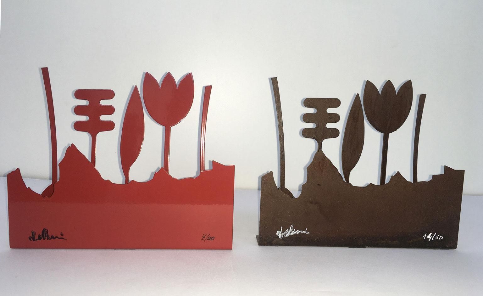 photo furniture Italy 1980 Annamaria Gelmi  Oxidized Rust Metal Sculpture Piccolo Eden