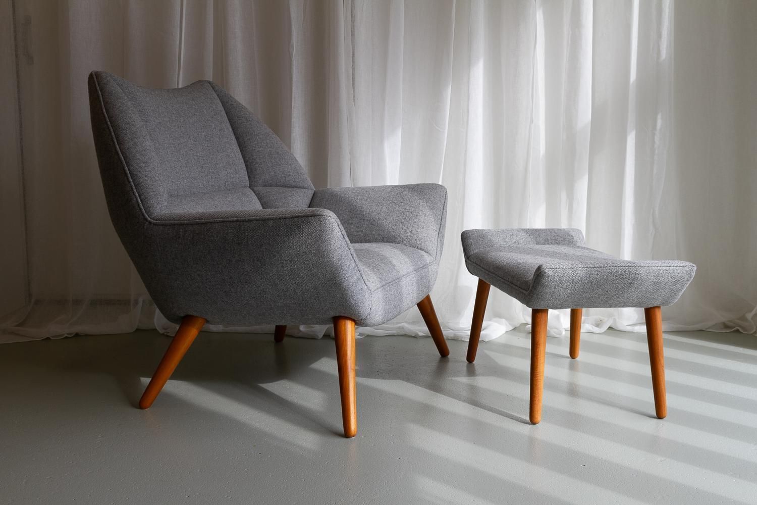 Danish Modern Easy Chair And Stool Model 12 By Kurt østervig, 2010s. photo buy