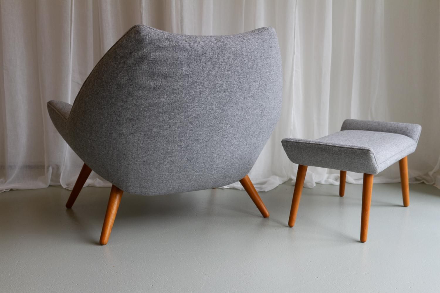 photo vinterior Danish Modern Easy Chair And Stool Model 12 By Kurt østervig, 2010s.