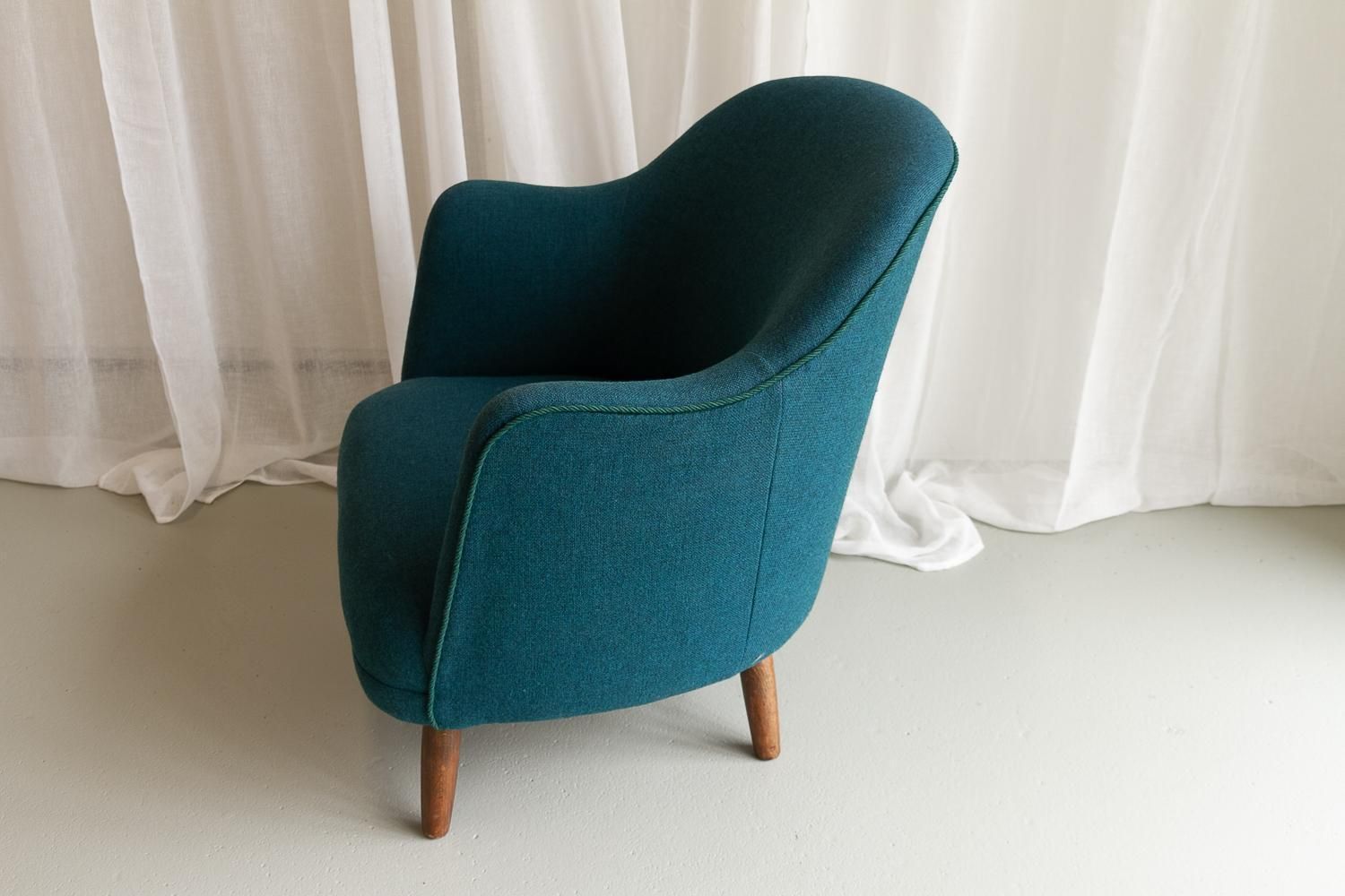 Danish Modern Easy Chair In Teal Blue, 1950s. photo buy