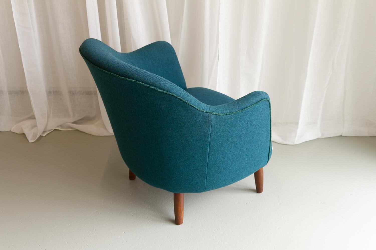 photo furniture Danish Modern Easy Chair In Teal Blue, 1950s.