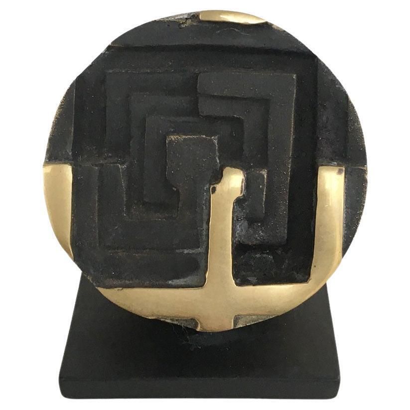 1978 Italy Bronze Abstract Sculpture By Fanna Roncoroni Labirinto Labyrinth