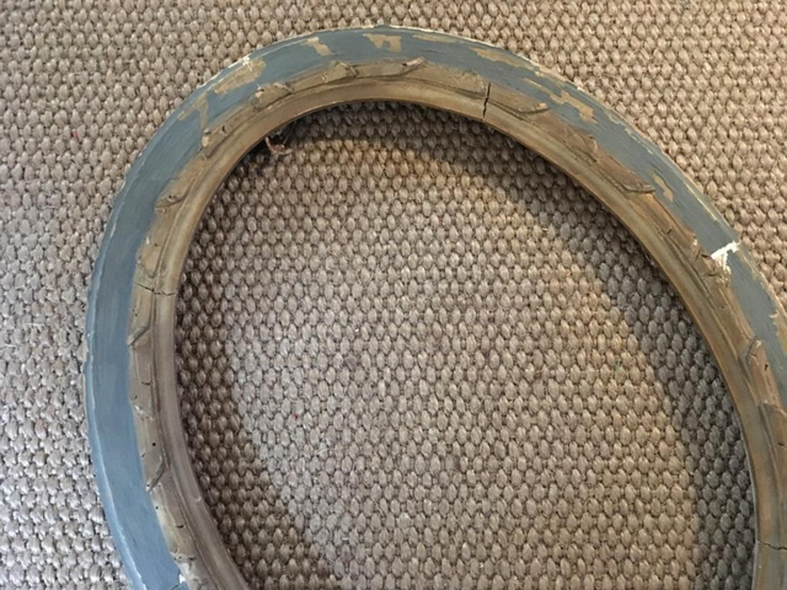 Italy Early 19th Century Neoclassical Oval Hand Made Grey And Gold Wood Frame photo furniture