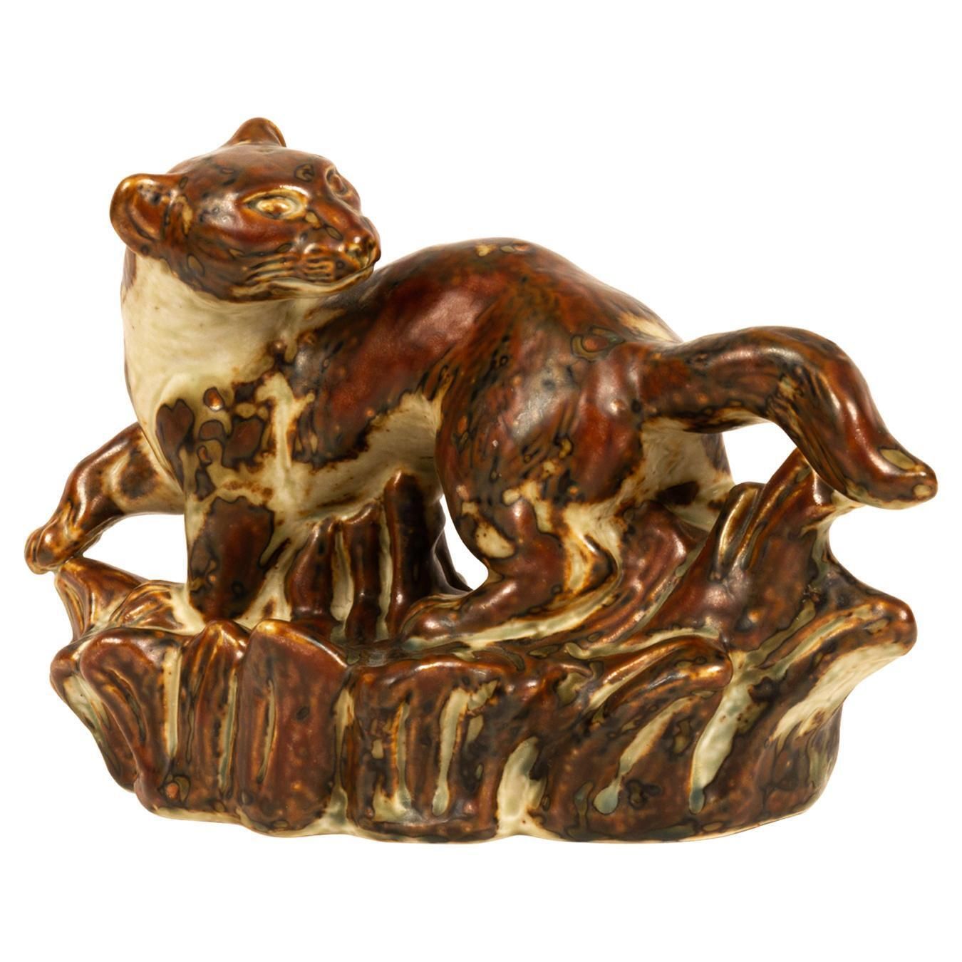 Danish Stoneware Stoat Figurine By Knud Kyhn For Royal Copenhagen, 1970s