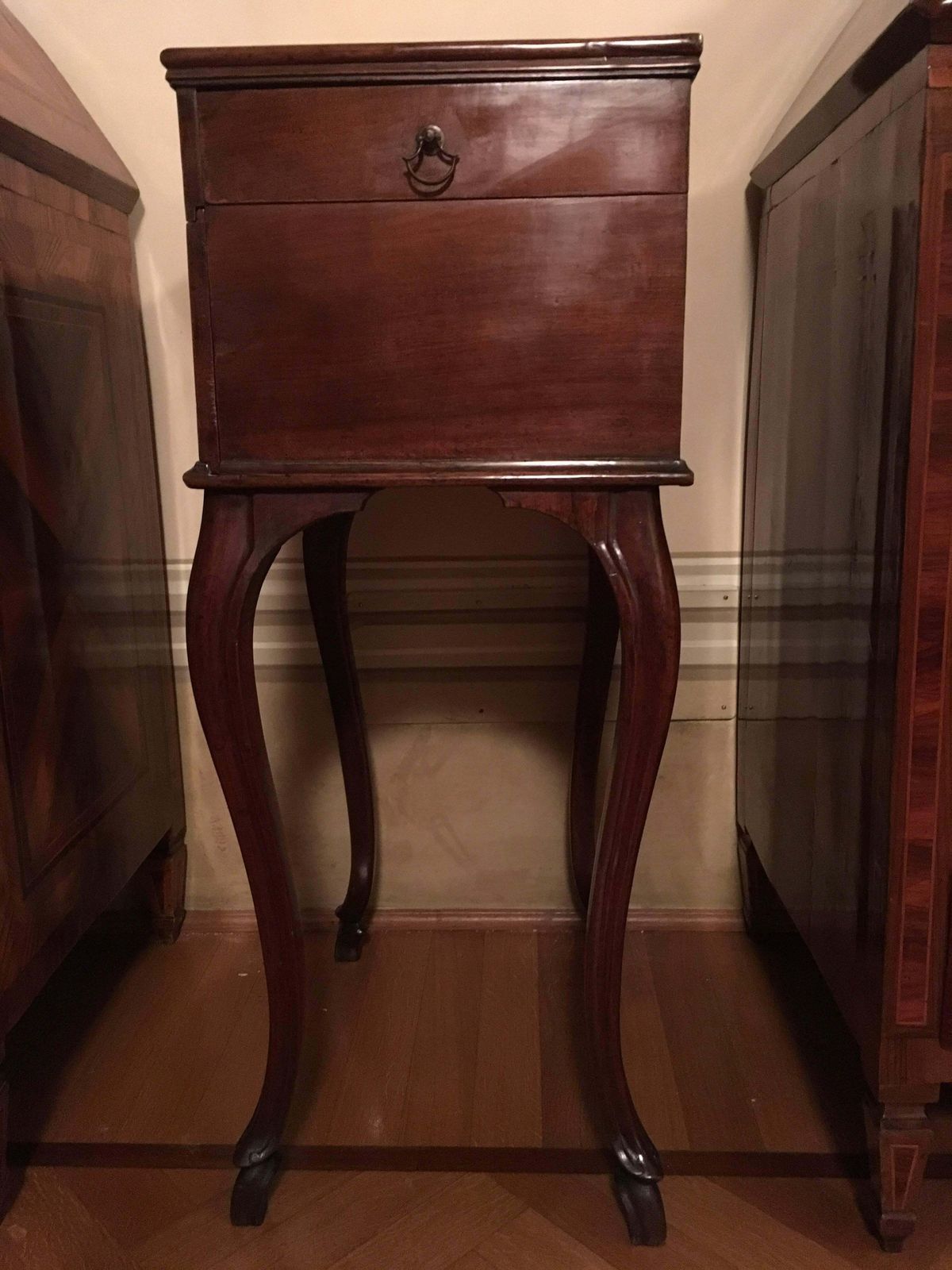 Italy 18th Century Louis XV Walnut Side Table Gueridon With Drawings photo for sale