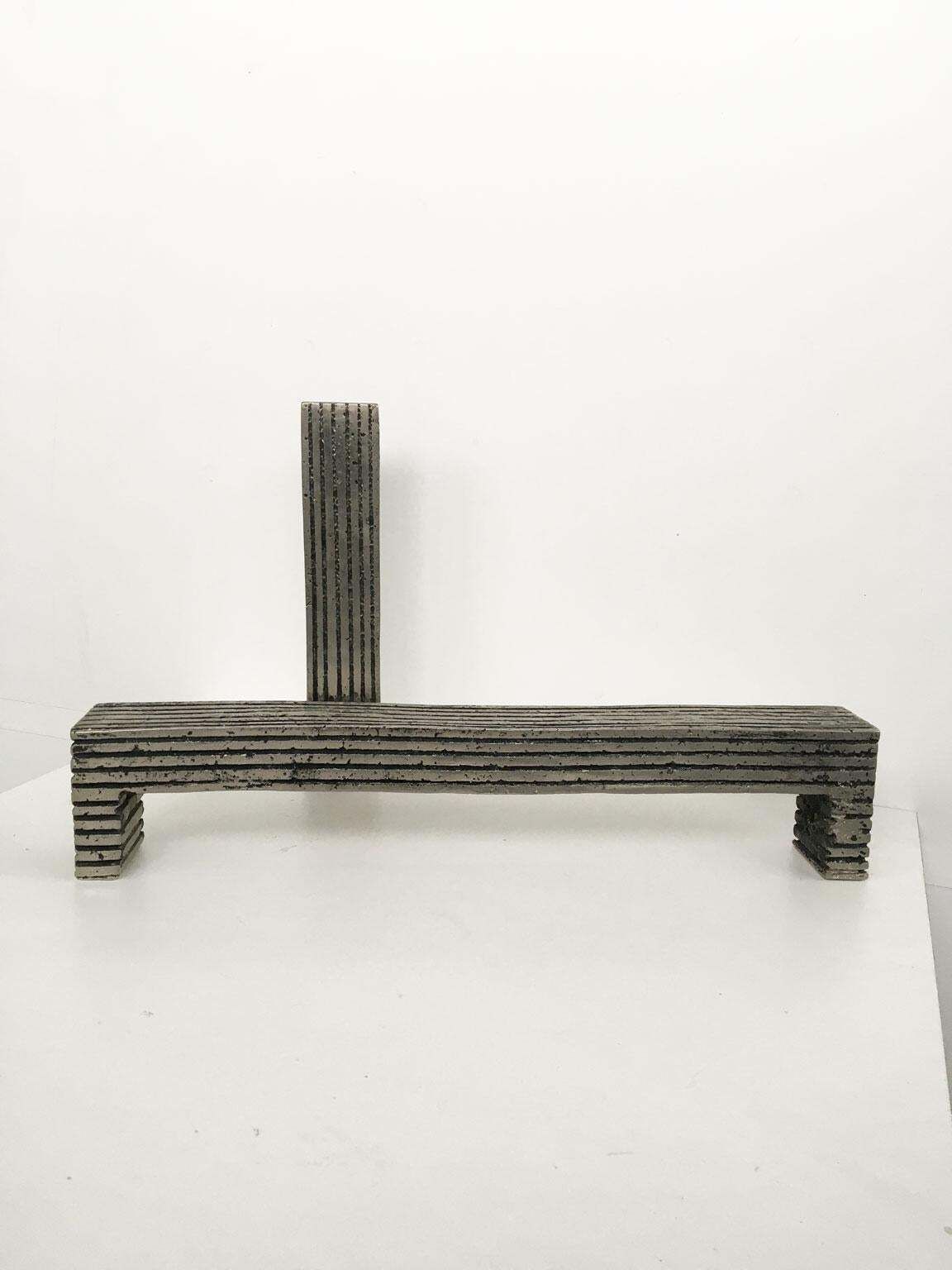 3314.0 1980 Italy Bronze Abstract Sculpture Urano Palma Tavolo Del Politico E Sedia photo