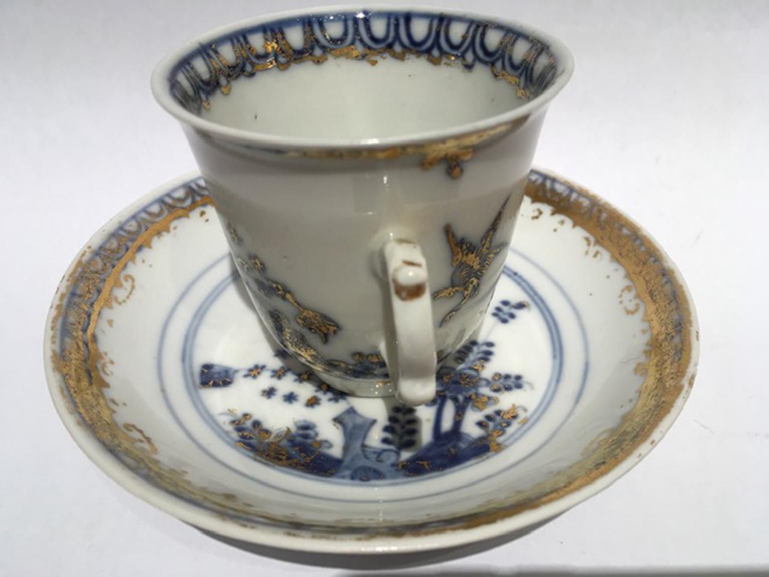 Meissen Mid 18th Century Porcelain Cup With Dish White Blue And Gold photo Home Decor