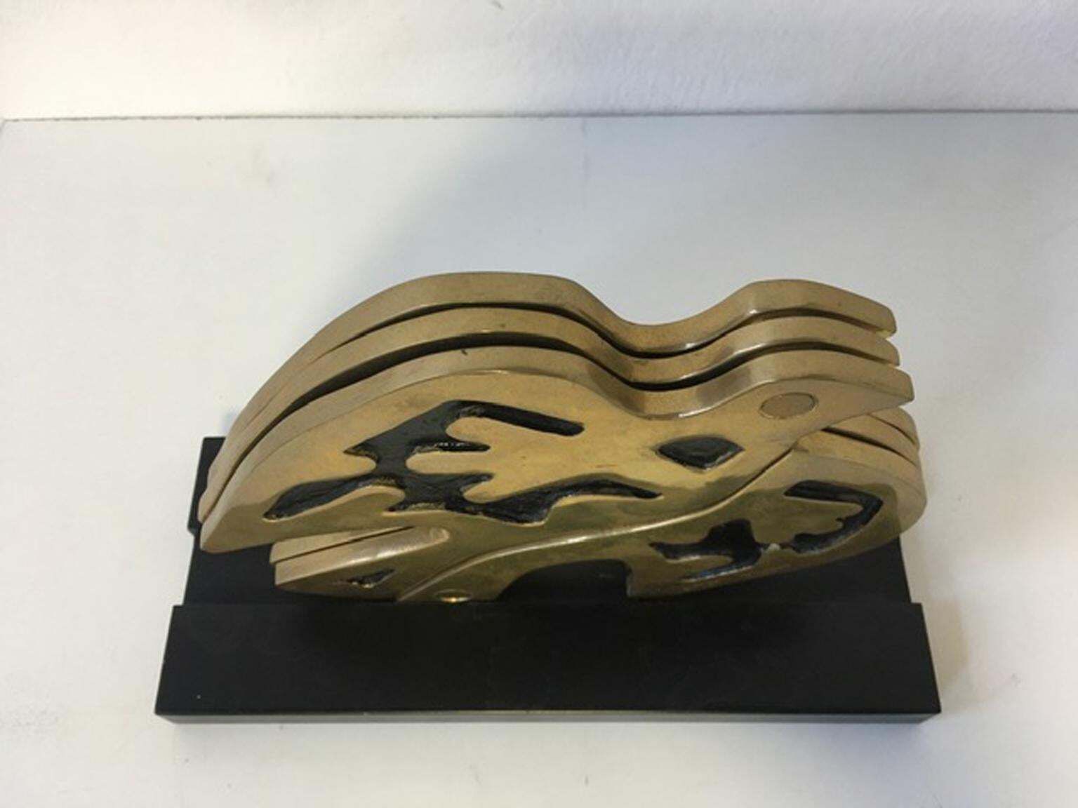 1980 Italy Post Modern Abstract Kinetic Bronze Sculpture The Dove Colomba photo for sale