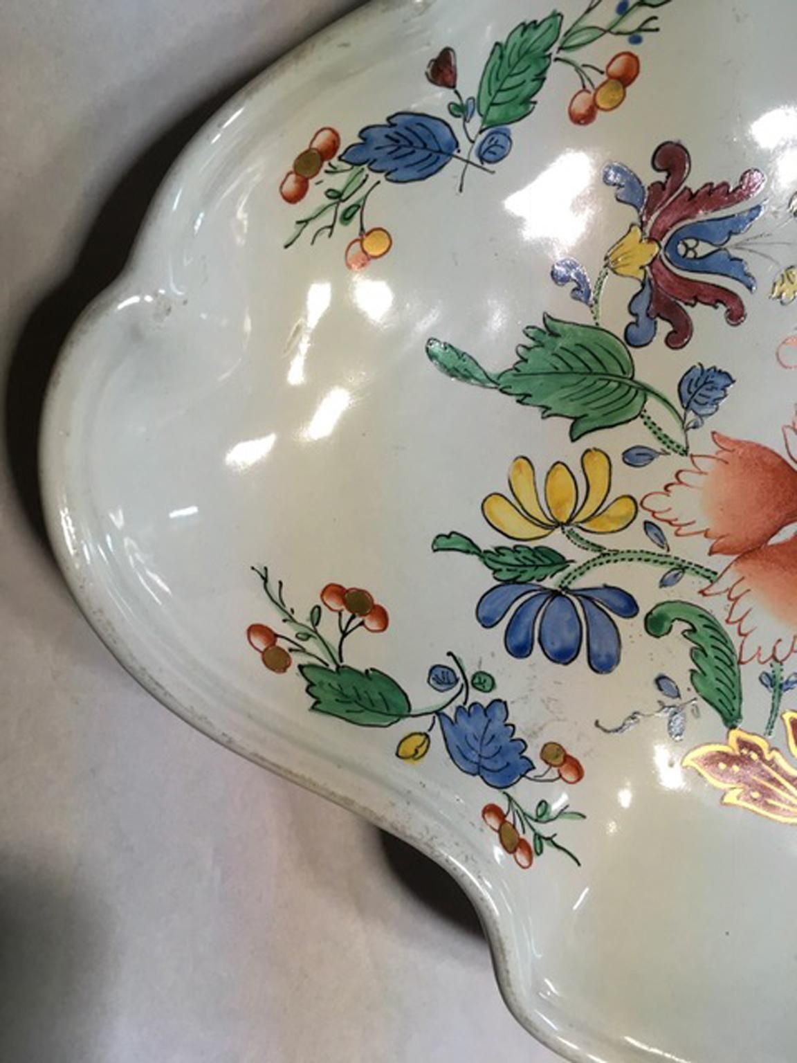 photo vinterior Italy Richard Ginori Mid 18th Century Porcelain Hand Painted Tulip Decor Bowl