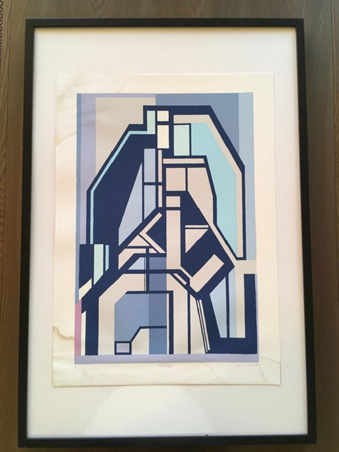 photo vinterior 1960 Italy Mid Century Mario Radice Abstract Print On Paper