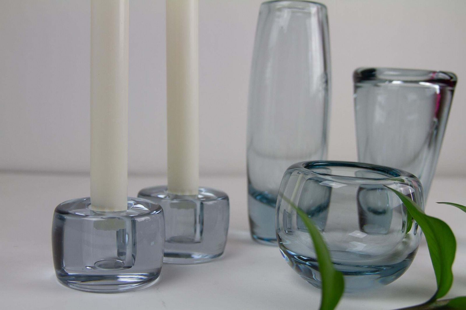 photo vinterior Vintage Danish Holmegaard Aqua Vases By Per Lütken, 1960s, Set Of 6