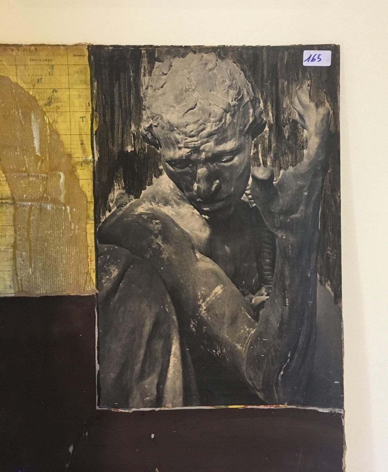 photo for sale 1960 Italy Abstract Painting And Paper Collage By Ermete Lancini