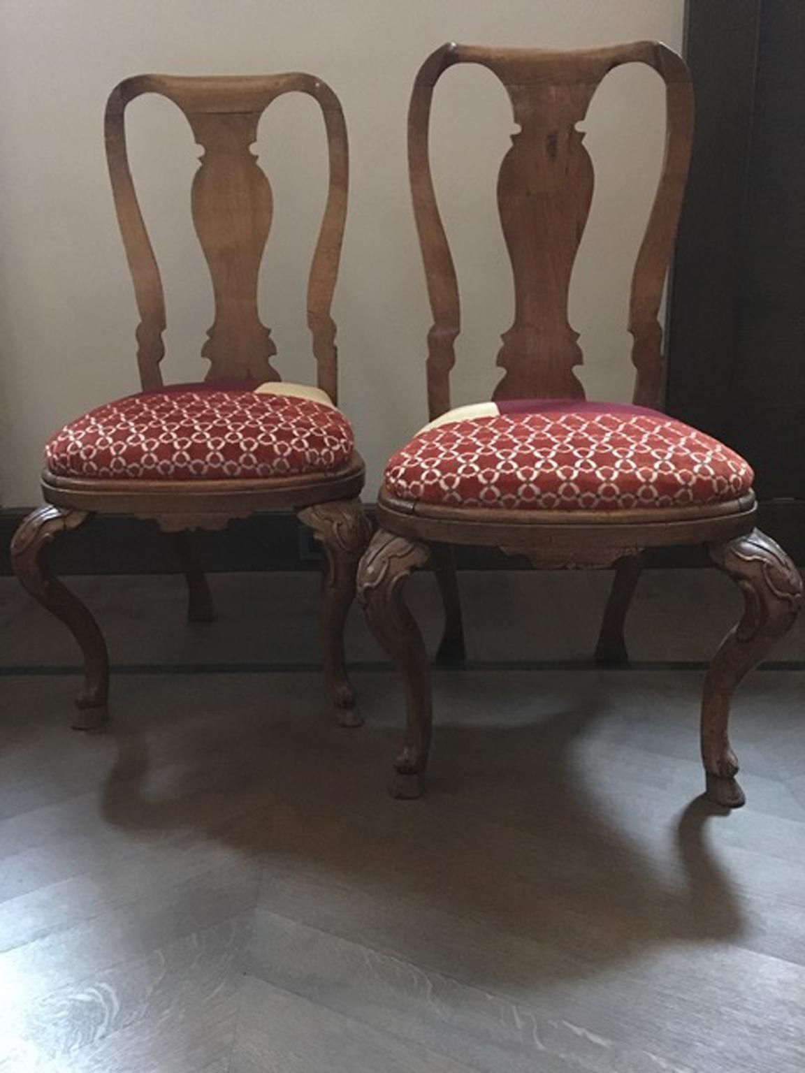 Italy Mid 18th Century Set Six Wooden Dining Chairs Hand Carved photo vinterior