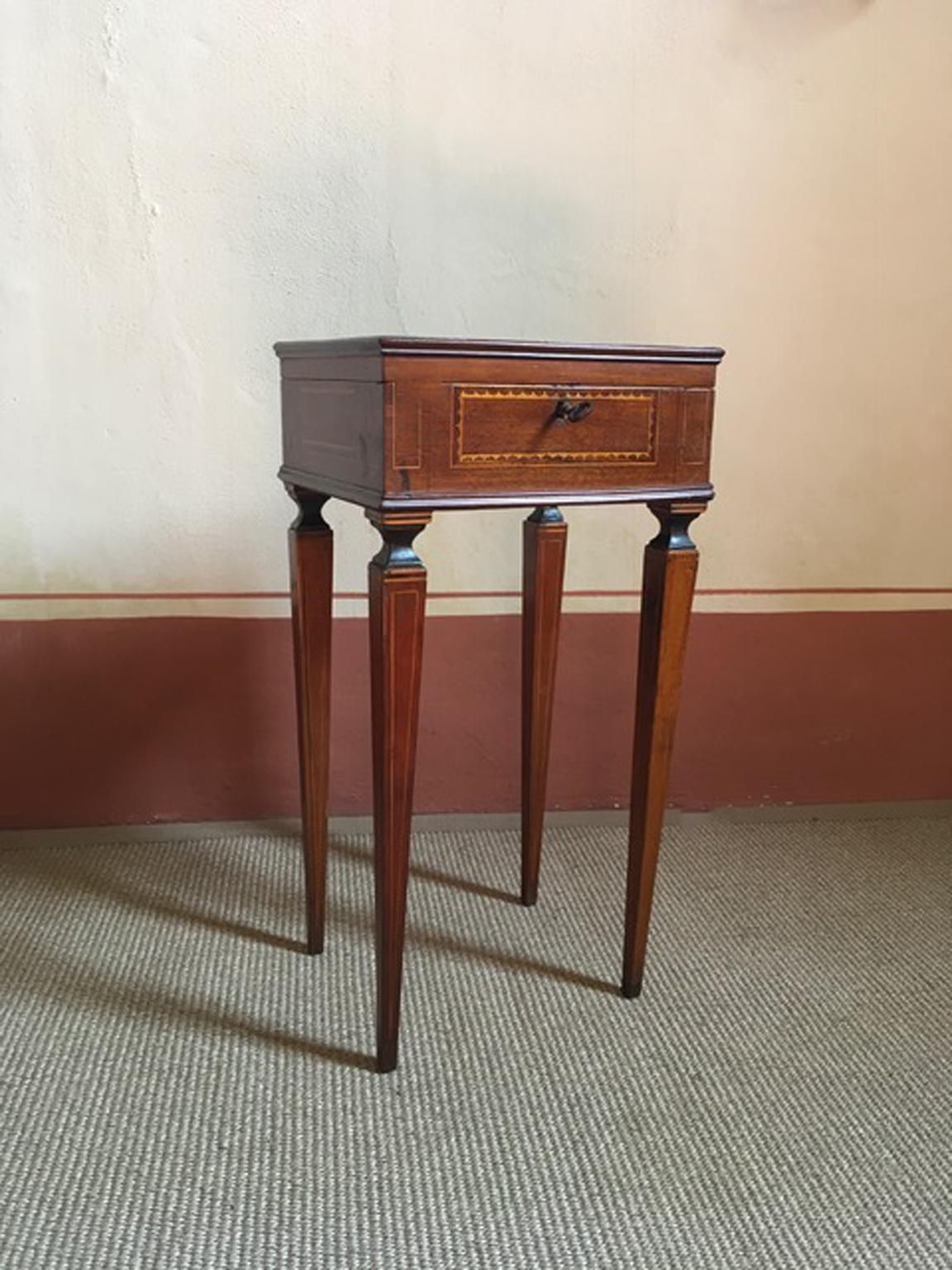 Italy Early 19th Century Regency Walnut Inlaid Side Table photo furniture