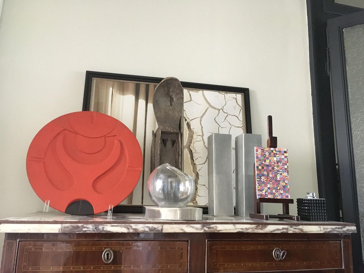 photo vintage Italy Mid Century Modern Orange Terracotta Abstract Sculpture F Sartori Bowl
