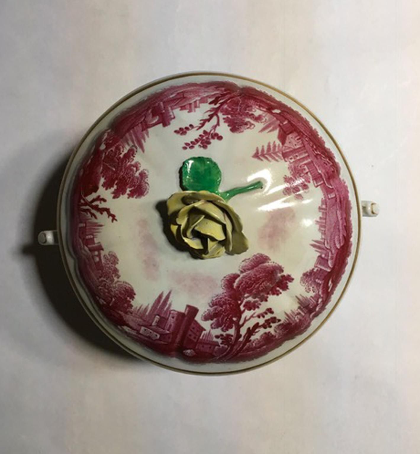 Italy Richard Ginori Mid 18th Century Pink Porcelain Covered Cup With Landscapes photo 2550.0