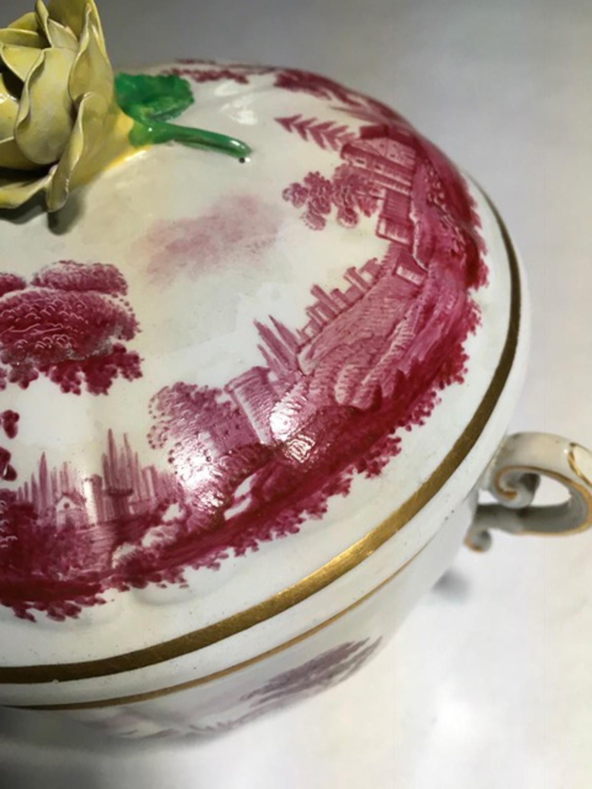 photo buy Italy Richard Ginori Mid 18th Century Pink Porcelain Covered Cup With Landscapes