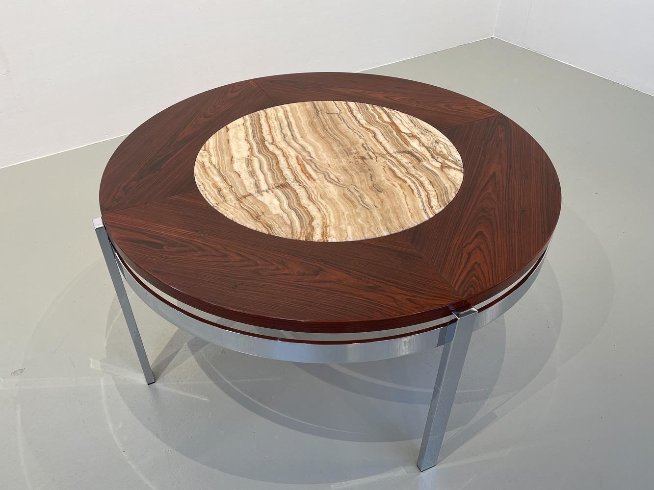 Danish Modern Round Rosewood And Marble Coffee Table By Bendixen Design, 1970s. photo furniture