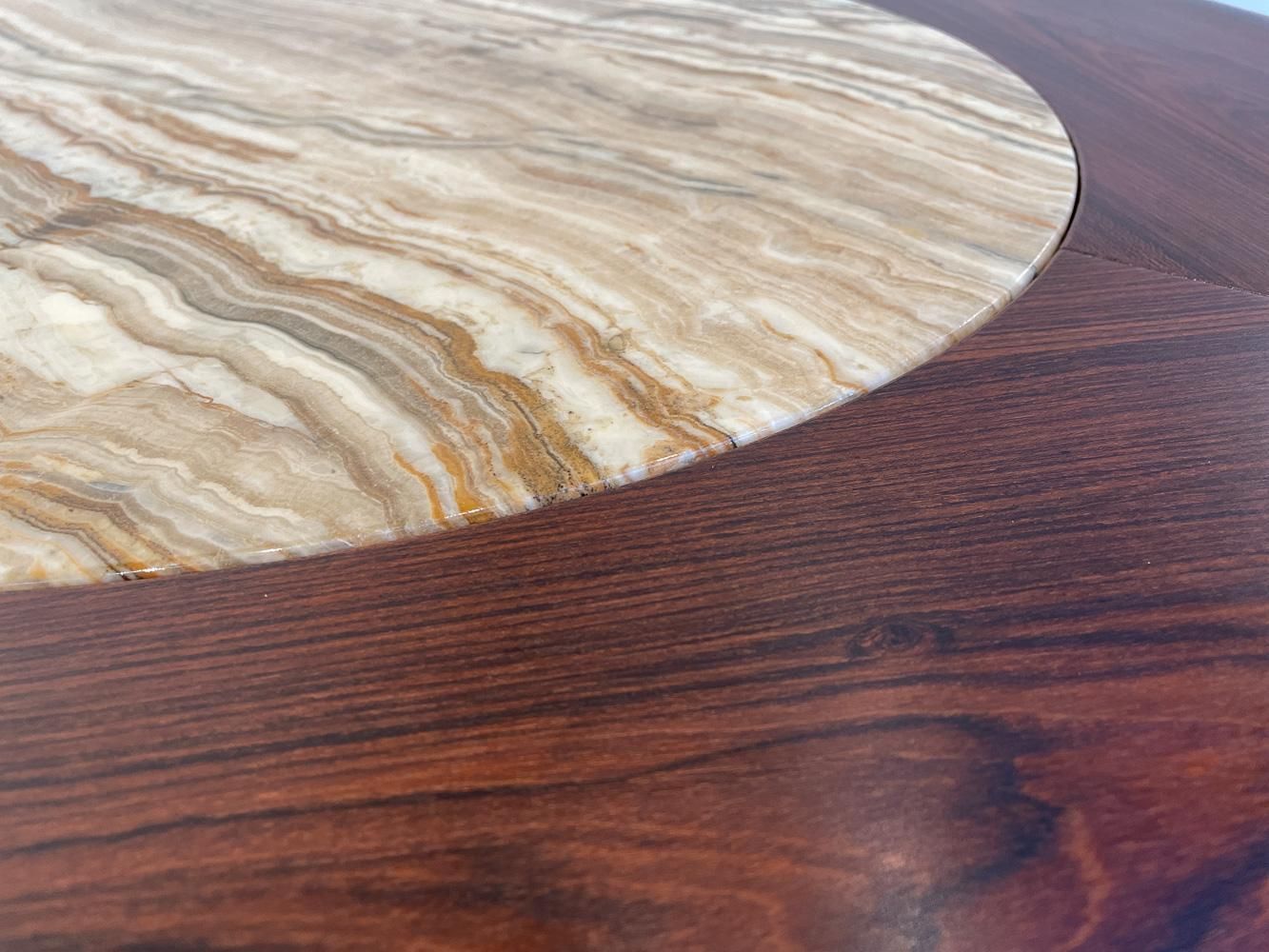 1402.0 Danish Modern Round Rosewood And Marble Coffee Table By Bendixen Design, 1970s. photo