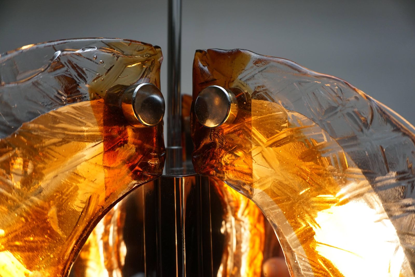 photo furniture Murano Clear And Amber Glass Chandelier, Italy, 1970s