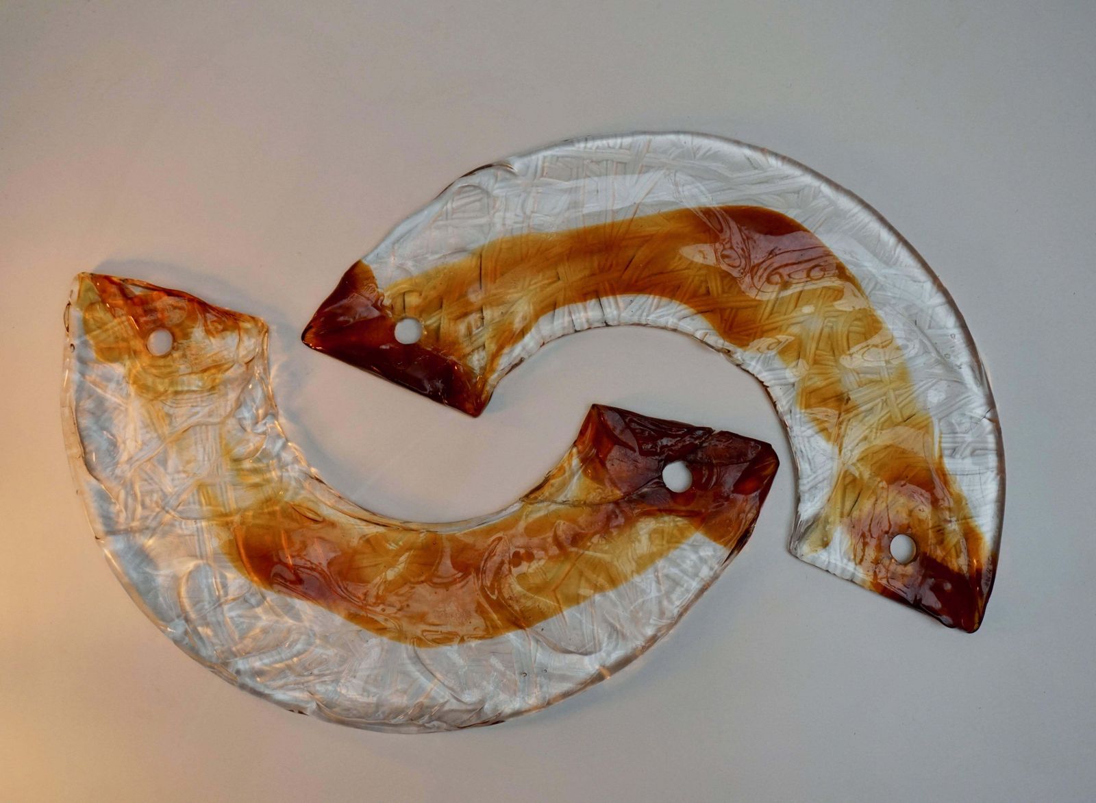 photo for sale Murano Clear And Amber Glass Chandelier, Italy, 1970s