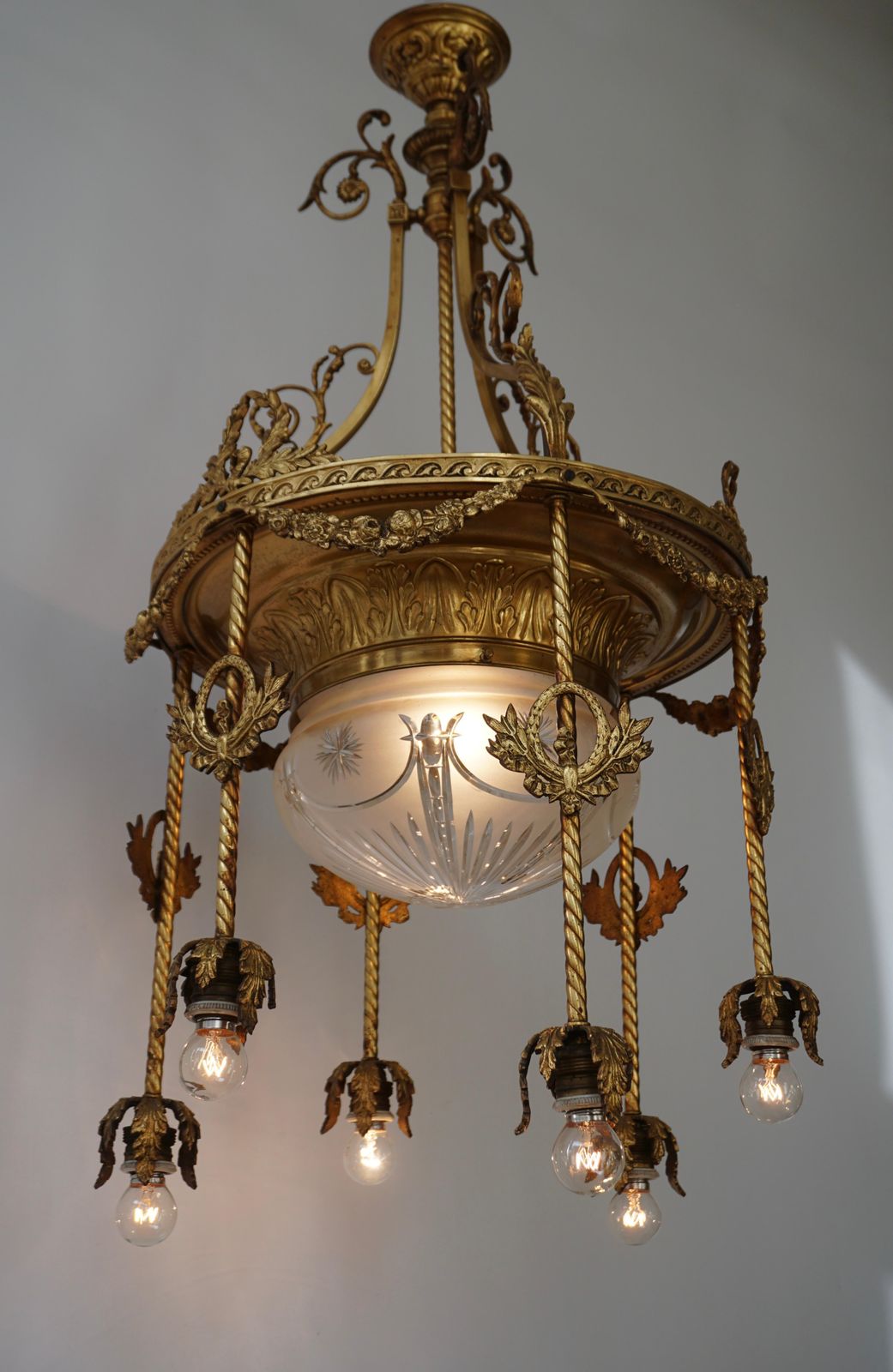 19th Century French Gilt Bronze And Crystal Aesthetic Seven Light Chandelier photo furniture