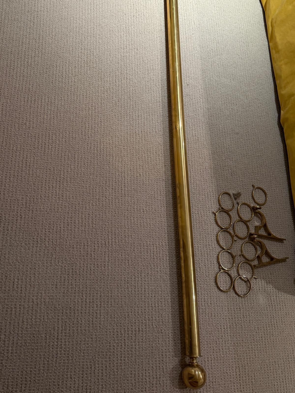 Solid Brass Curtain Pole + Set Of Rose Uniacke Fabric Curtains photo for sale