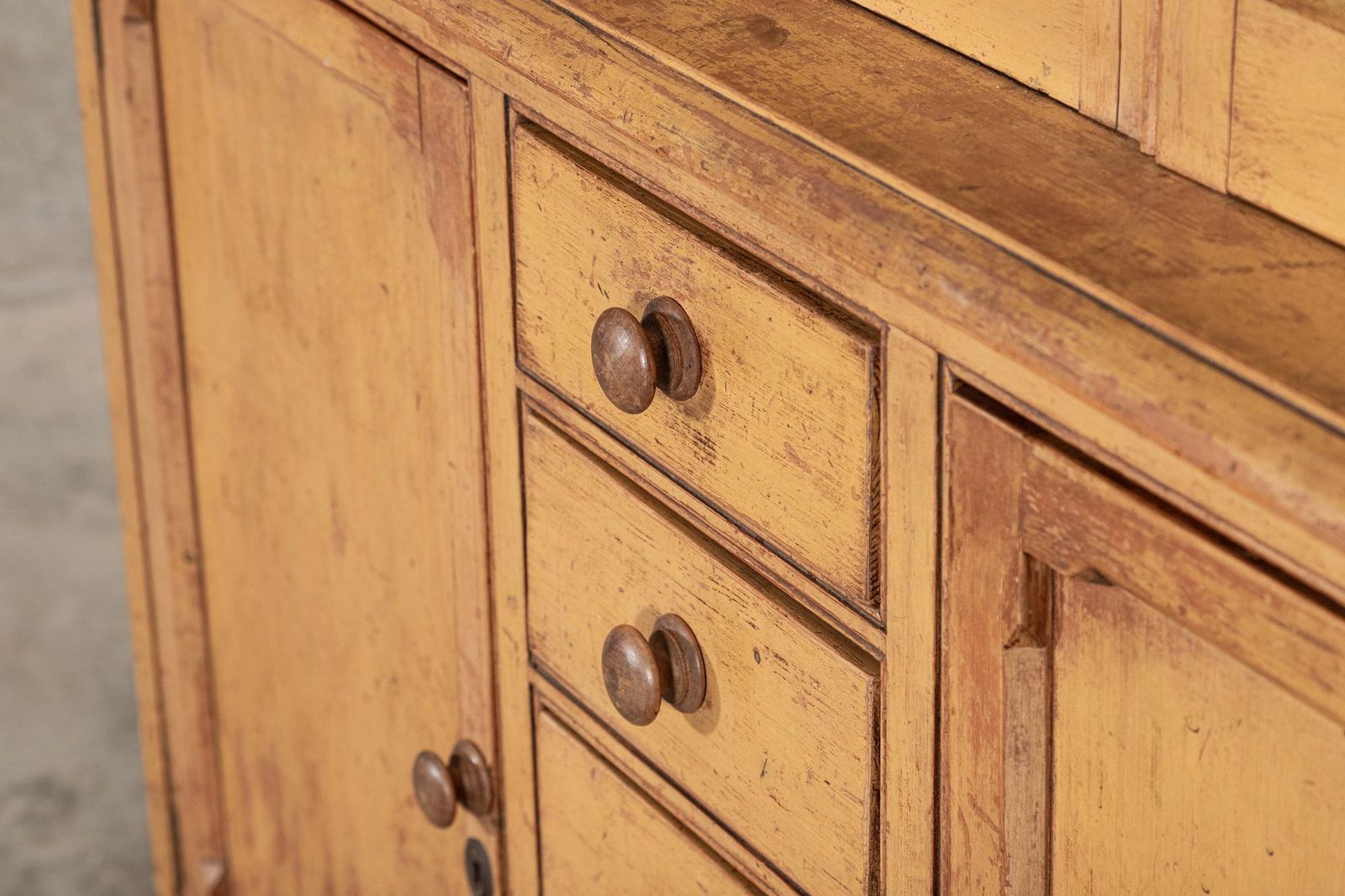 photo for sale Large 19thc Painted English Pine Glazed Dresser