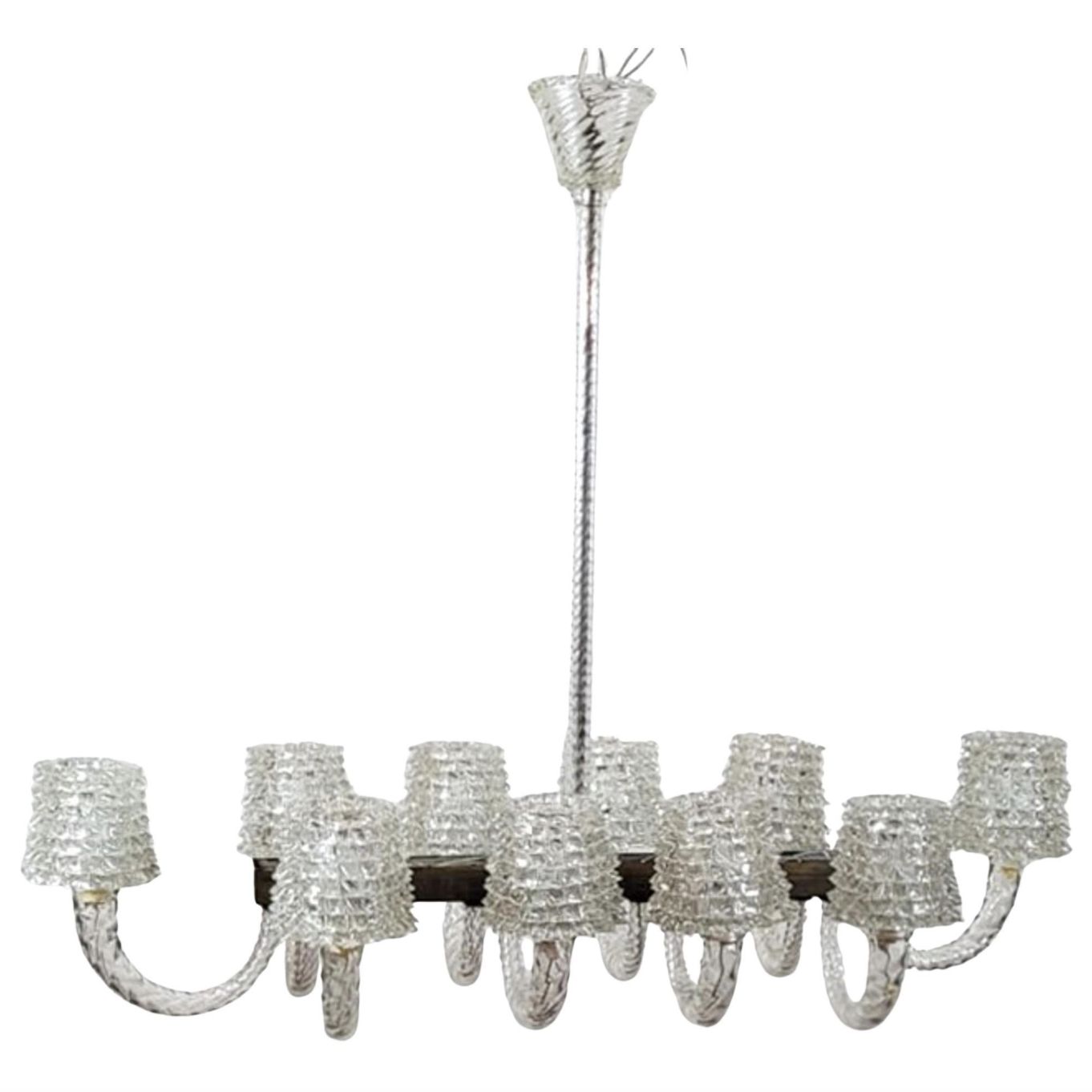 Rostrato Glass Chandelier By Ercole Barovier, Italy, 1940s